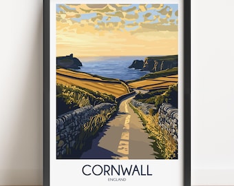 Cornwall Travel Poster: Vintage England Art Print