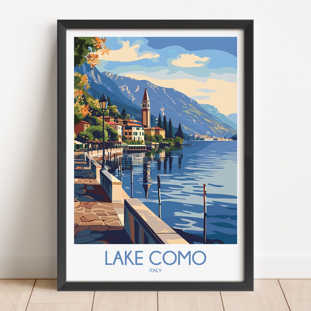 lake como italy travel poster art print (digital... Lake Como Italy Travel Poster, Vintage Style Art Print - Etsy UK