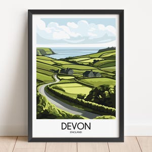 Devon England Travel Poster: Vintage Style Wall Art Print