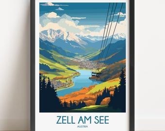 Zell Am See Austria Travel Poster: Vintage Style Art Print