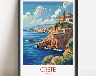 Crete Travel Poster: Coastal Greece Art Print