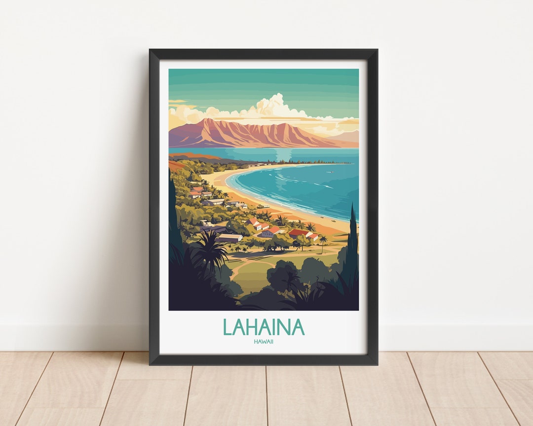 Lahaina Travel Poster Lahaina Travel Print Hawaii Travel Etsy