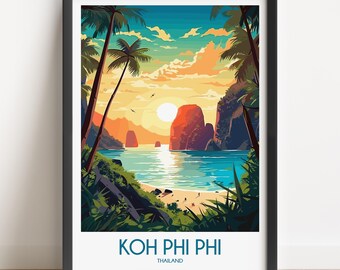Koh Phi Phi Travel Poster, Thailand Art Print