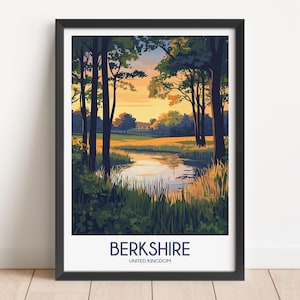Berkshire Travel Poster: United Kingdom Landscape Art Print