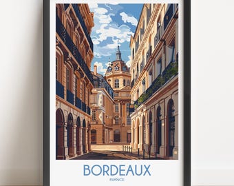 Bordeaux France Art Print, Cityscape Travel Poster, French Architecture Wall Art