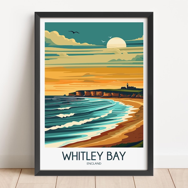 Whitley Bay England Travel Poster: Coastal Wall Art Print
