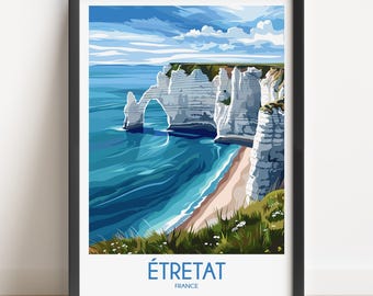Etretat, France Travel Poster, Coastal Wall Art