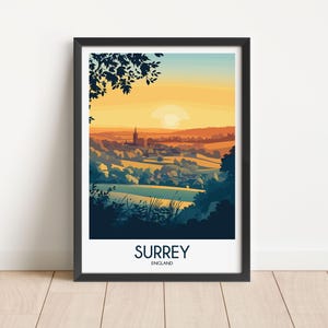 Surrey Travel Poster Surrey Travel Print England Travel Poster England Travel Print Wall Art Decor gift present home decor