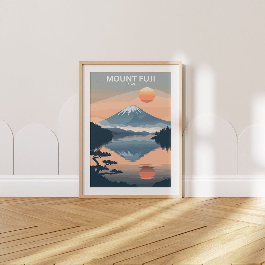 Mount Fuji Japan Travel Poster, Vintage Style Art Print - Etsy