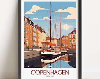 Copenhagen Travel Poster: Denmark Art Print, Home Decor