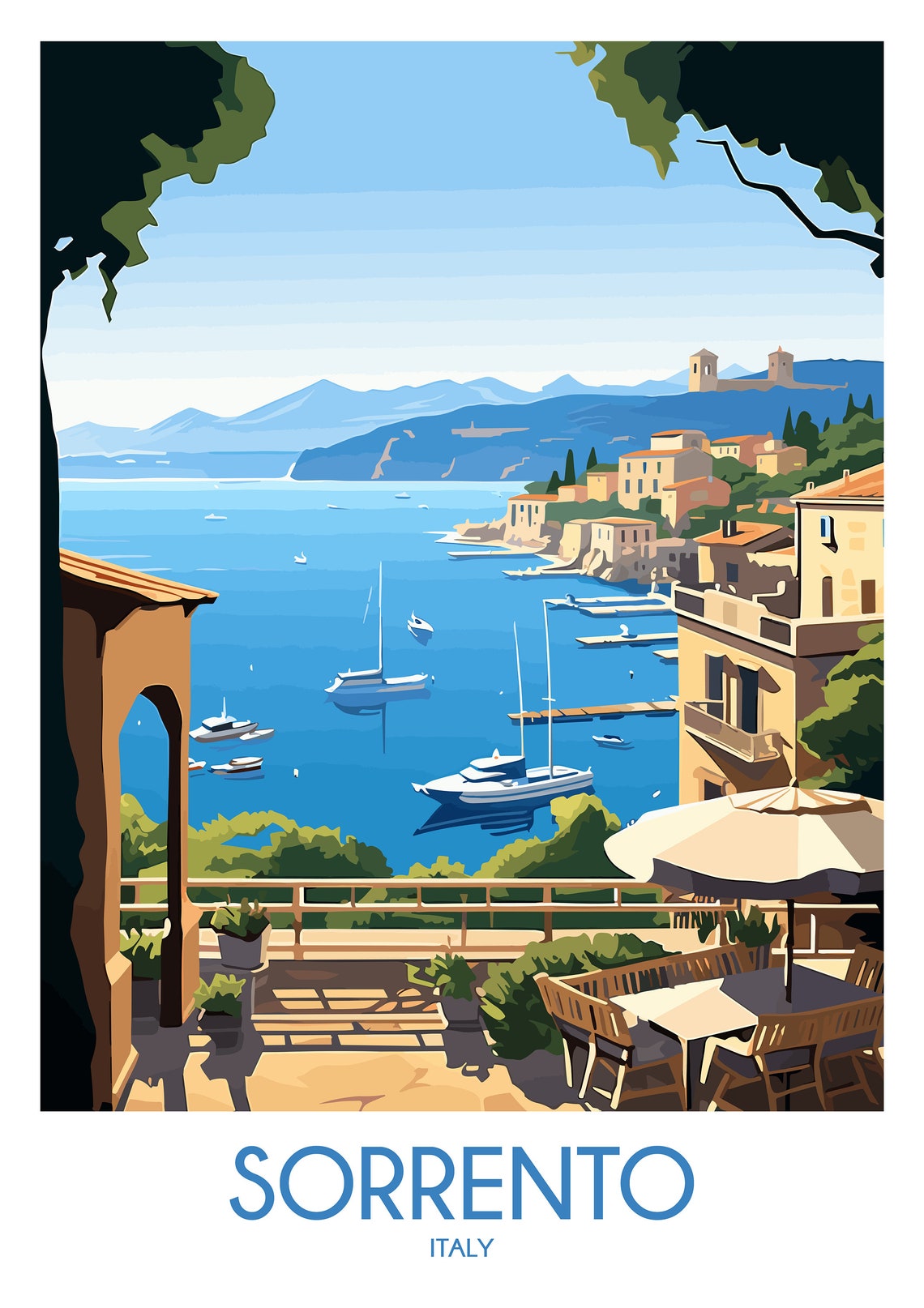 Sorrento Travel Poster Sorrento Travel Print Italy Travel - Etsy