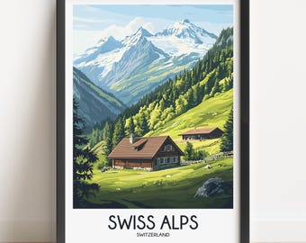 Vintage Swiss Alps Travel Poster: Niklaus Stoecklin Reproduction