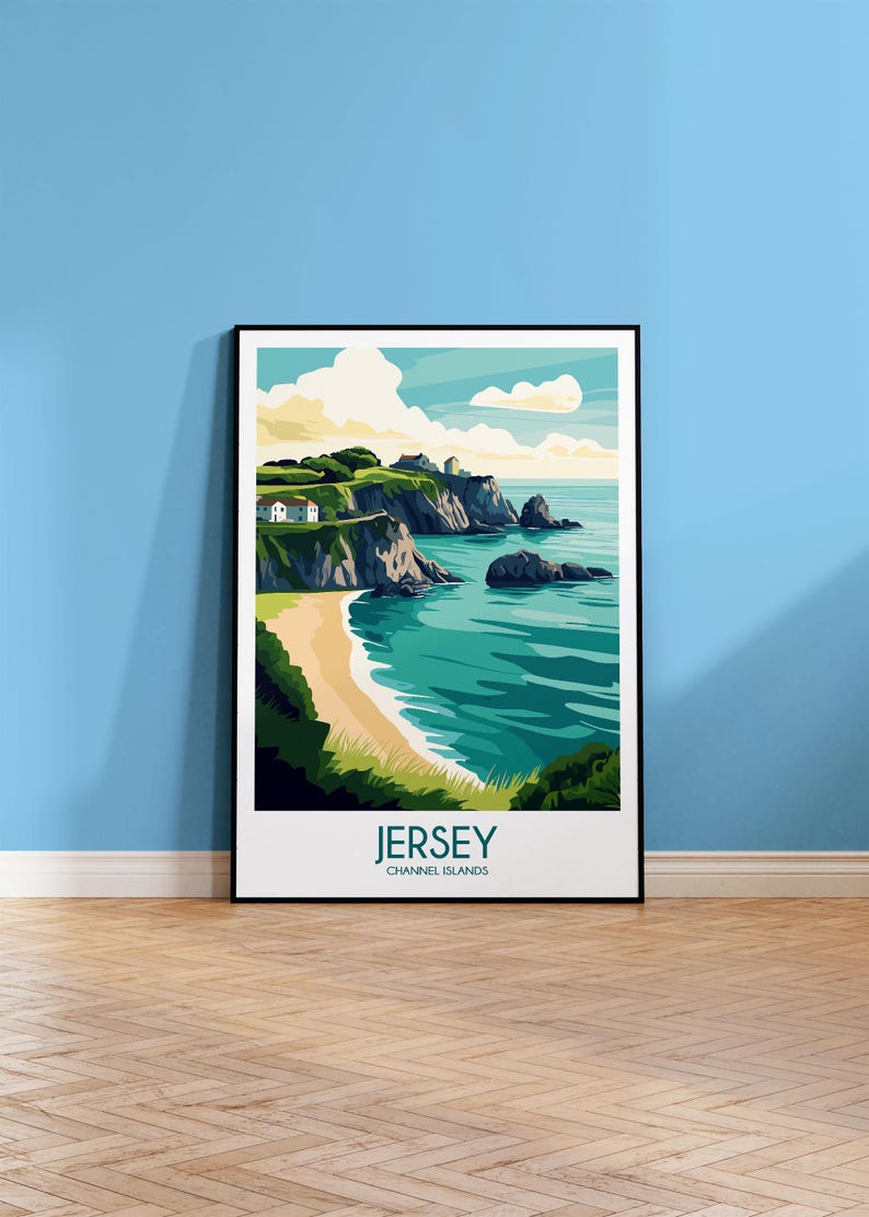 Jersey Travel Poster Jersey Travel Print Channel Islands Travel Poster