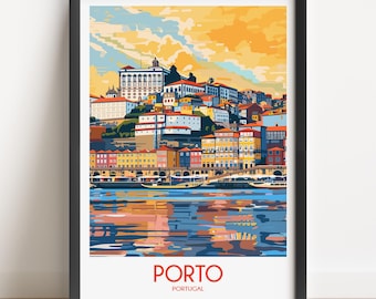 Porto Portugal Travel Poster, Vintage Style Wall Art