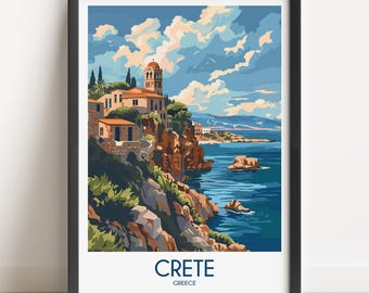 Crete Travel Poster: Greece Coastal Art Print