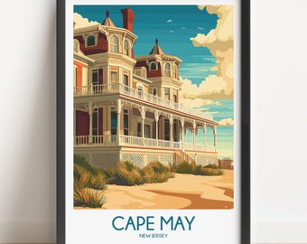 Cape May New Jersey Travel Poster: Vintage Style Wall Art
