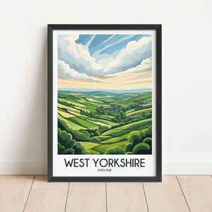 West Yorkshire Travel Poster West Yorkshire Travel Print England Travel Poster England Travel Print Wall Art Decor gift present home decor
