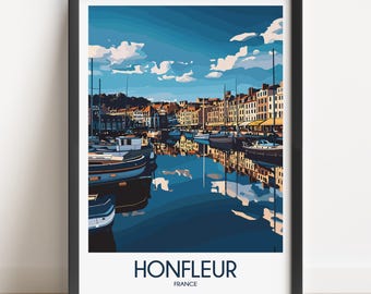 Honfleur France Travel Poster, Coastal Town Art Print
