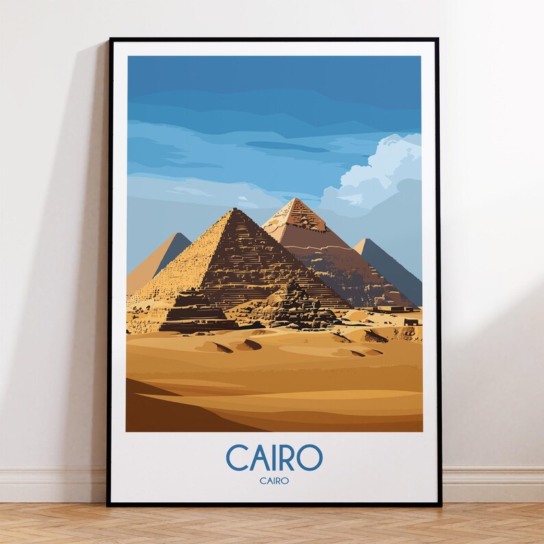 Cairo Pyramids Travel Poster: Egypt Art Print - Etsy