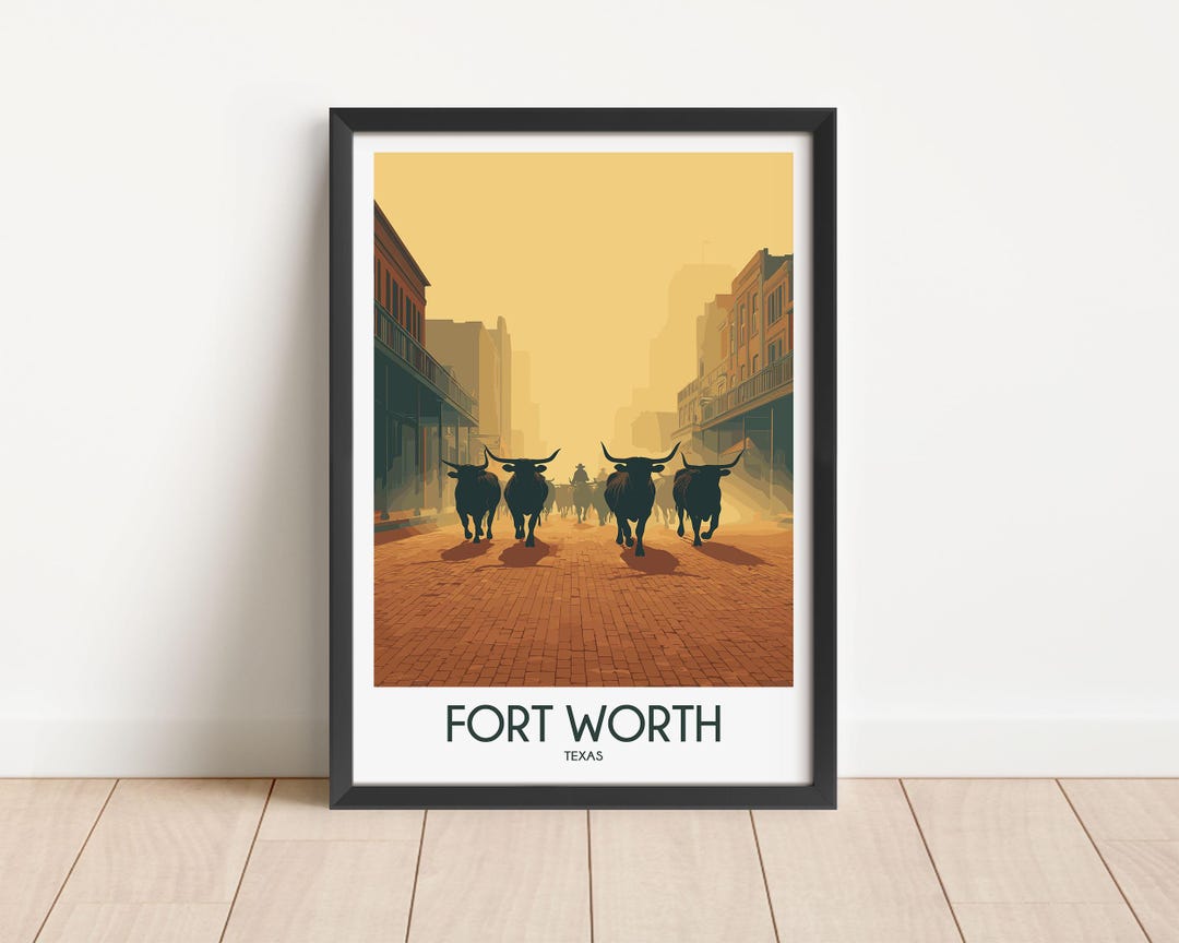 Fort Worth Texas Travel Poster, Vintage Style Wall Art - Etsy
