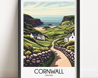 Cornwall Travel Poster: Vintage England Art Print