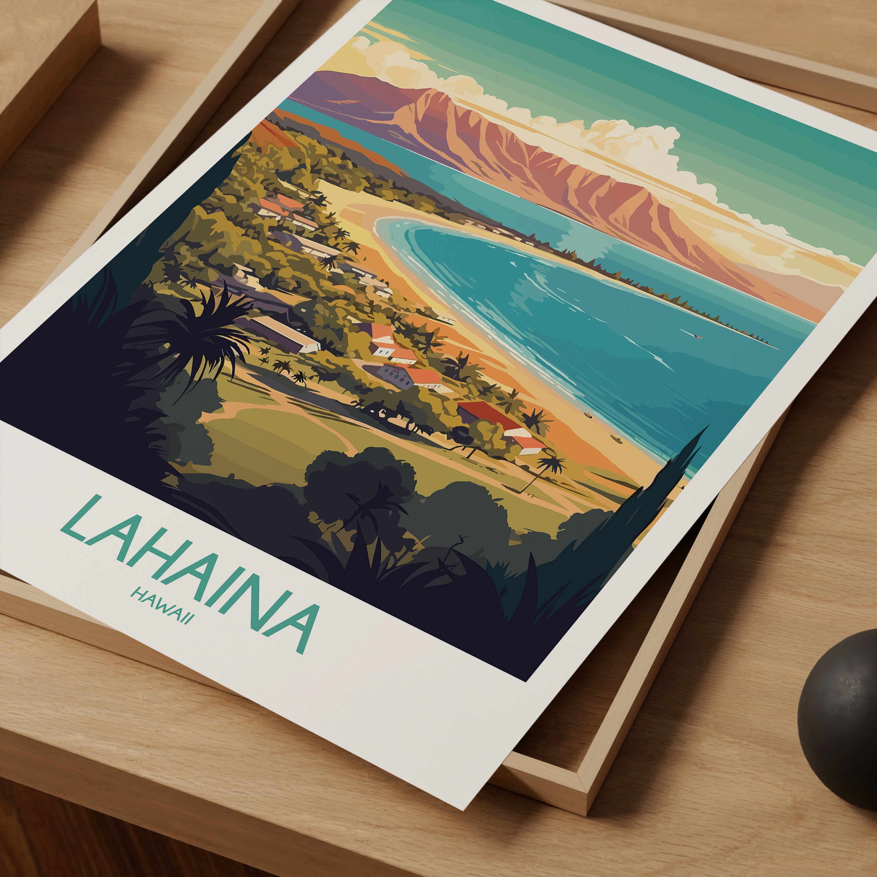 Lahaina Travel Poster Lahaina Travel Print Hawaii Travel Etsy