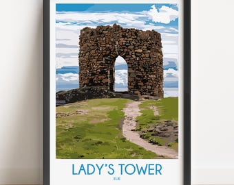 Lady's Tower Elie Travel Poster Print Wall Art Decor