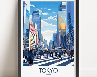 Tokyo Travel Poster, Japan Cityscape Art Print