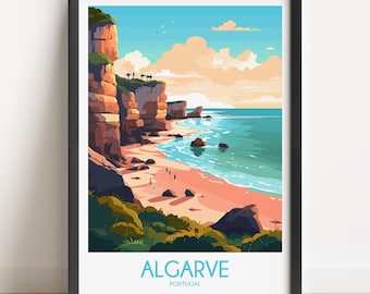 Algarve Coast Print: Portugal Travel Poster, Beach Wall Art