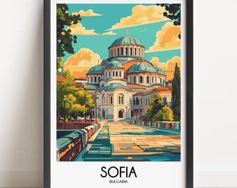 Sofia Bulgaria Travel Poster, Cityscape Art Print