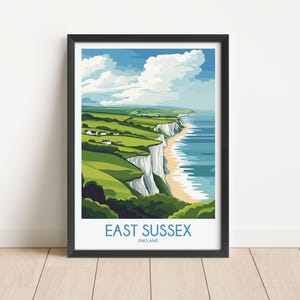 East Sussex Travel Poster East Sussex Travel Print England Travel Poster England Travel Print Wall Art Decor gift present home decor