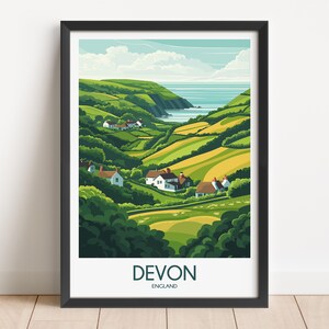 Devon Travel Poster: Vintage England Wall Art Print