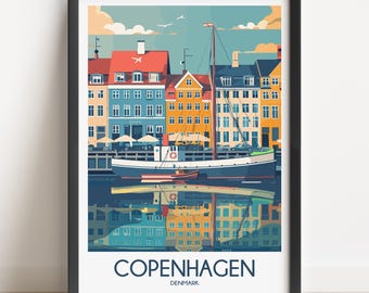 Copenhagen Travel Poster: Denmark Art Print, Wall Decor