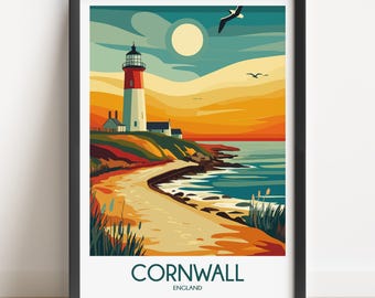 Cornwall Travel Poster: Vintage England Art Print