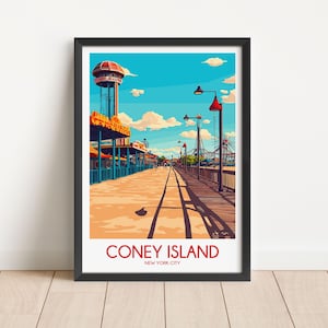 Coney Island Travel Poster Coney Island Travel Print New York City Travel Poster New York City Travel Print Wall Art Decor gift present