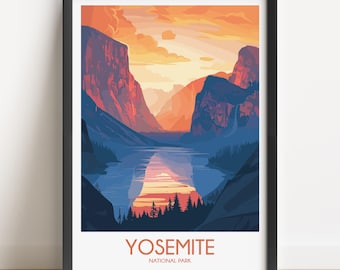 Yosemite National Park Travel Poster, Vintage Style Art Print