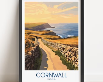 Cornwall Travel Poster: Vintage England Art Print