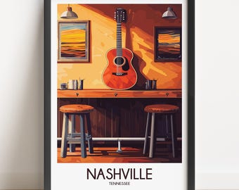 Nashville Travel Poster: Tennessee Wall Art Print