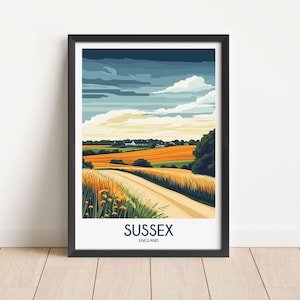 Sussex Travel Poster Sussex Travel Print England Travel Poster England Travel Print Wall Art Decor gift present home decor