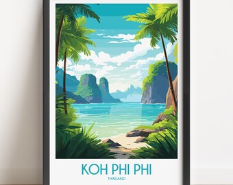 Koh Phi Phi Travel Poster, Thailand Art Print