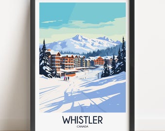 Whistler Canada Travel Poster, Vintage Ski Decor