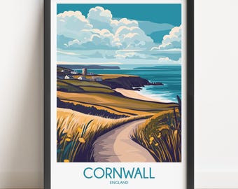 Cornwall Coast Travel Poster: England Art Print