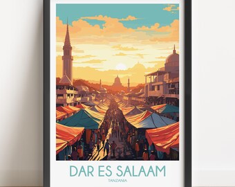 Dar Es Salaam Print, Tanzania Travel Poster, Cityscape Wall Art