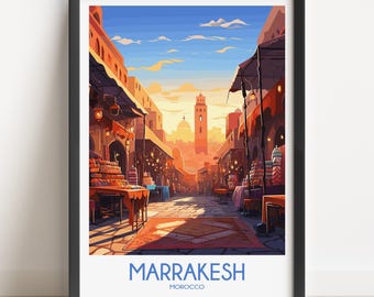 Marrakesh Travel Poster: Morocco Wall Art Decor
