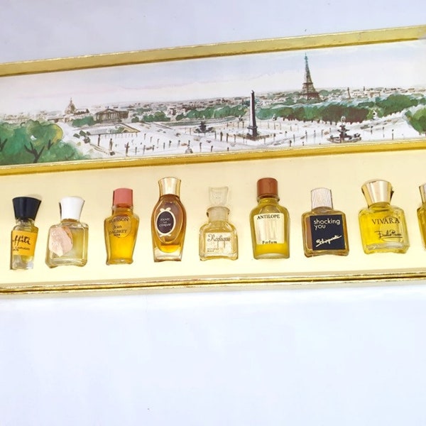 Coffret de 10 miniatures vintage les meilleurs parfums de Paris