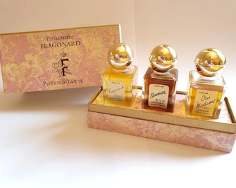 Rare Very pretty box of 3 perfumes of 15 ml each from the old Fragonard brand