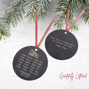 Teacher Class List Names Personalized Ornament, Christmas Gift, Teacher Appreciation, End of Year Present, Class Roster Christmas Ornament