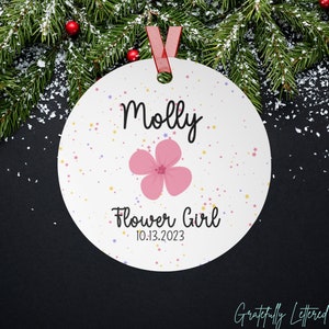 Personalized Flower Girl Christmas Ornament, Flower Girl Gift, Wedding Party Favor, Bridal Party Gift, Gift for Flower Girl