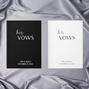 Set of 2 Vow Books, Personalized His Her Vow Book, Hard Cover Wedding Ceremony Speech, Vows to My Husband Wife, Gift for Bride and Groom