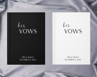 Set of 2 Vow Books, Personalized His Her Vow Book, Hard Cover Wedding Ceremony Speech, Vows to My Husband Wife, Gift for Bride and Groom